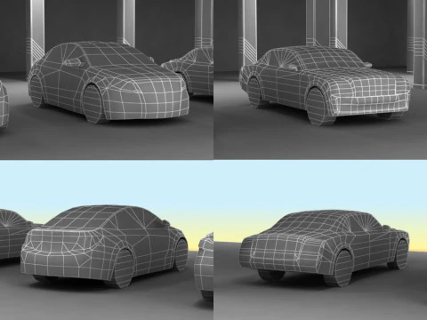 6 Low Poly luxury sport sedans 3D Model