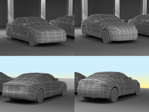 6 Low Poly luxury sport sedans Modèle 3D