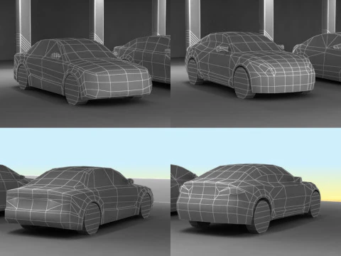6 Low Poly luxury sport sedans 3D Model