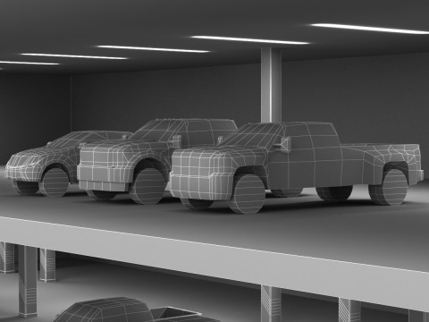 6 LowPoly Pickups 3D Модель
