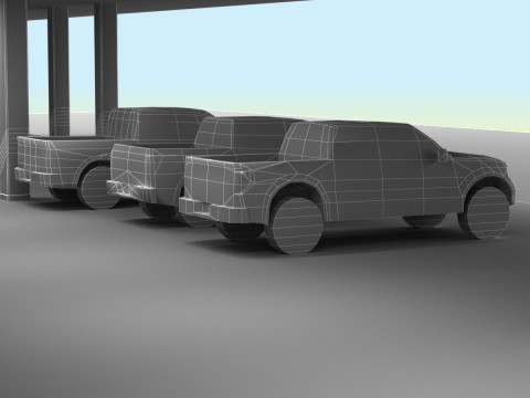 6 LowPoly Pickups 3D Модель