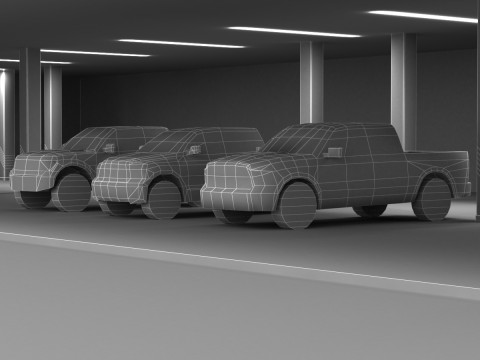 6 LowPoly Pickups 3D Модель