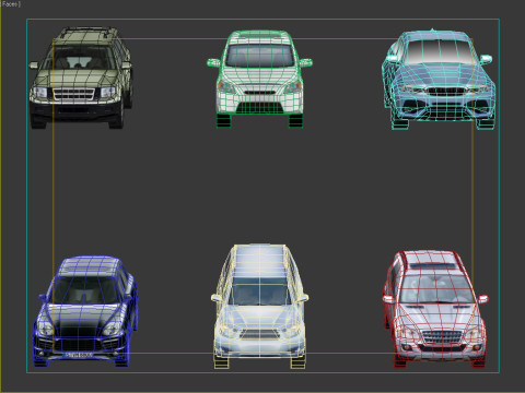 6 Low Poly hybrid SUVs 3D Модель