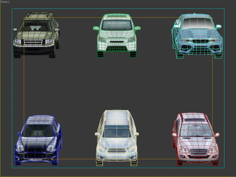 6 hybrydowych SUV-&oacute;w Low Poly Model 3D