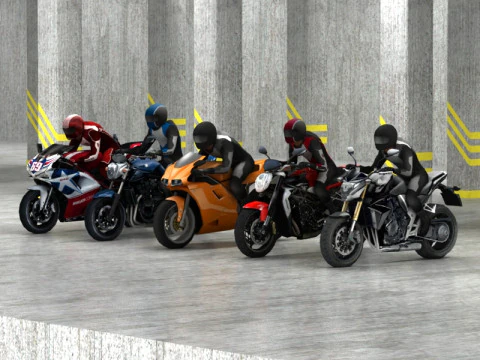 5 bicicletas low poly Modelo 3D