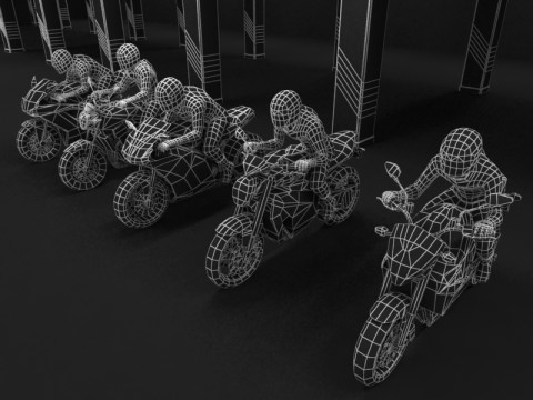 5 low poly bikes 3D Модель