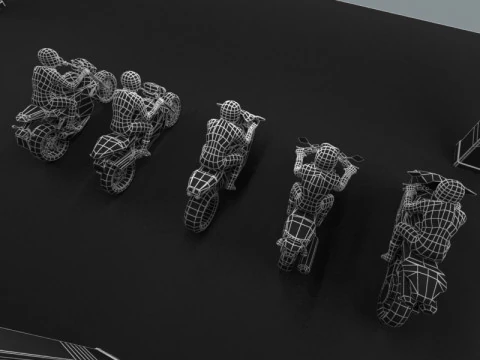 5 bicicletas low poly Modelo 3D