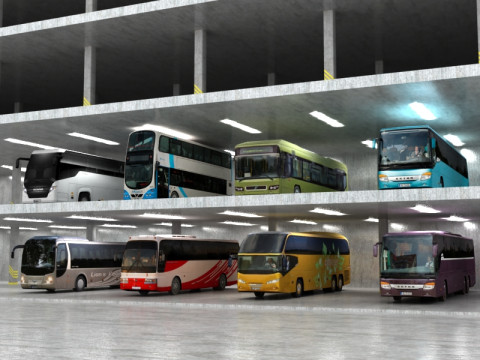 8 low poly buses 3D 模型