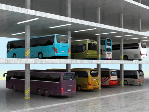 8 low poly buses Modello 3D