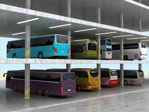 8 autobus low poly Modello 3D