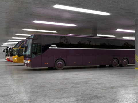 8 low poly buses Modello 3D
