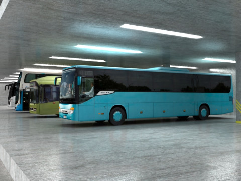 8 low poly buses Modello 3D