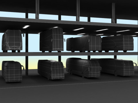 8 low poly buses Modello 3D