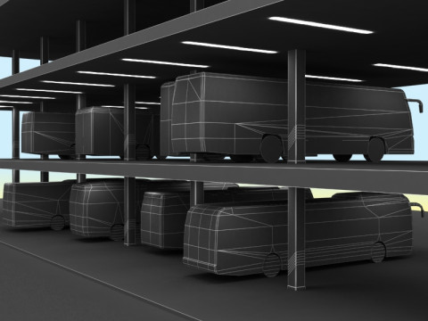 8 low poly buses Modello 3D
