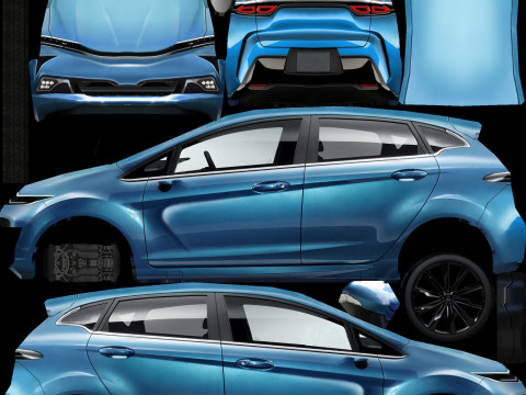 Generic small city Car v6 3D 模型