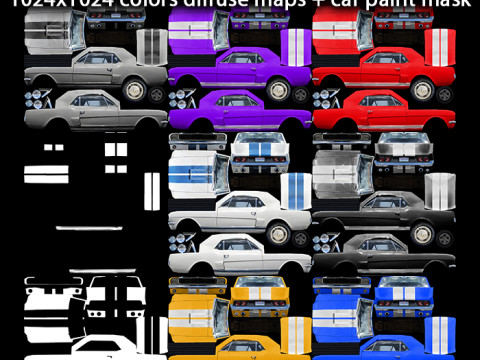 Generic Muscle-car v3 Multicolors 3D 模型
