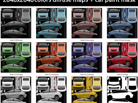 Berlina generica v13 multicolori Modello 3D