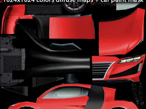Generic Supercar v2 multicolors 3D Model