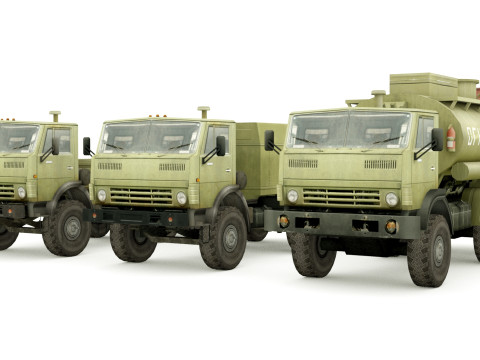 Kamaz 5350 lowpoly collection 3D Model