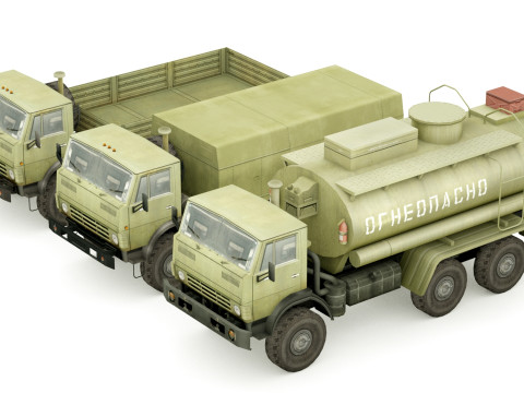 Kamaz 5350 lowpoly collection 3D Model