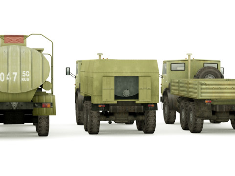 Kamaz 5350 lowpoly collection 3D Model