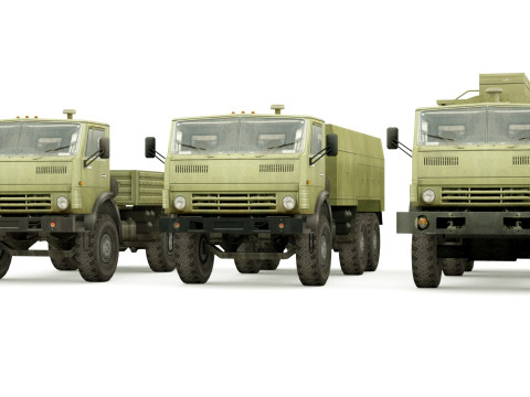 Kamaz 5350 lowpoly collection 3D Model