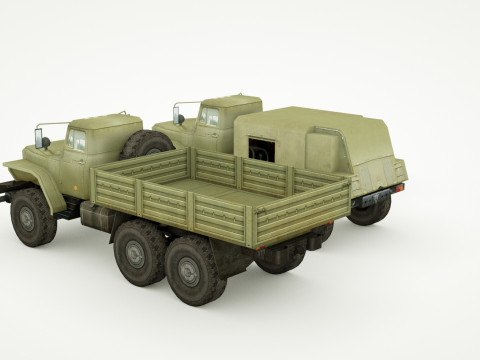 UAZ 469 and Ural 4320 lowpoly collection 3D Модель