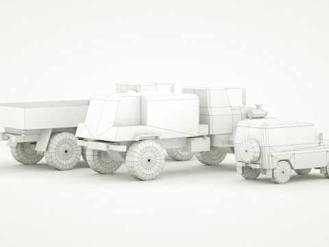UAZ 469 and Ural 4320 lowpoly collection 3D Модель