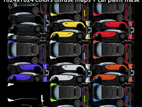 Generic Supercar v5 multicolors 3D Model