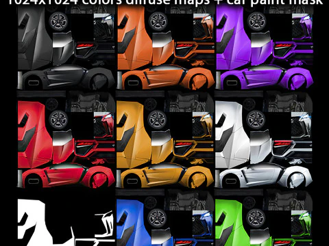 Generic Supercar v8 multicolors 3D Model