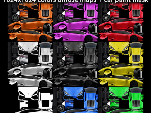 Generic Supercar v9 multicolors 3D Model