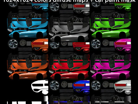 Generic Supercar v11 multicolors 3D Model