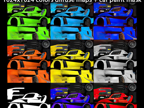 Generic Supercar v12 multicolors 3D Model