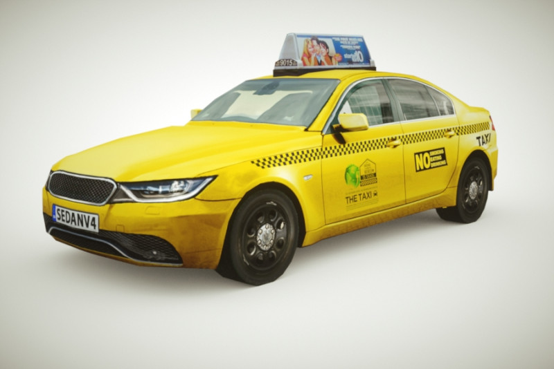 Taxi v2 lowpoly 3D Model .c4d .max .obj .3ds .fbx .stl .blend