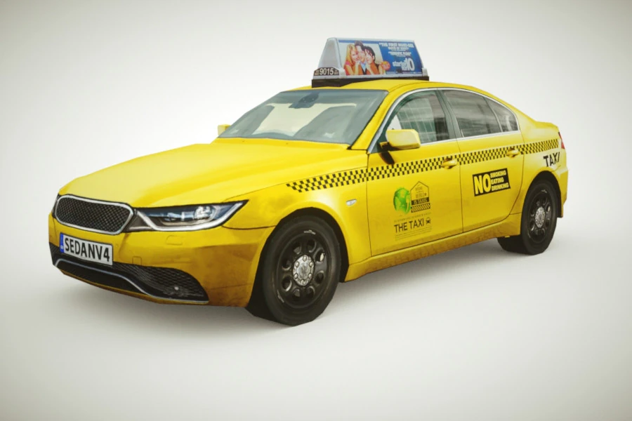 Taxi v2 lowpoly Modello 3D .c4d .max .obj .3ds .fbx .stl .blend