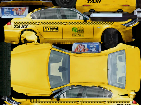 Taxi v2 lowpoly Modello 3D