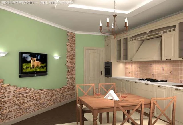 kitchen room 3D Model .c4d .max .obj .3ds .fbx .stl .blend 