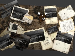 photos aged on table 3D Model