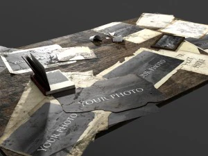fotos envelhecidas na mesa Modelo 3D