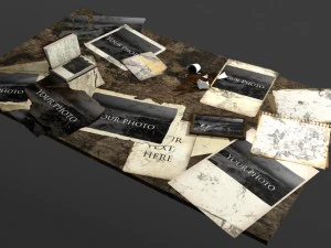 fotos envelhecidas na mesa Modelo 3D