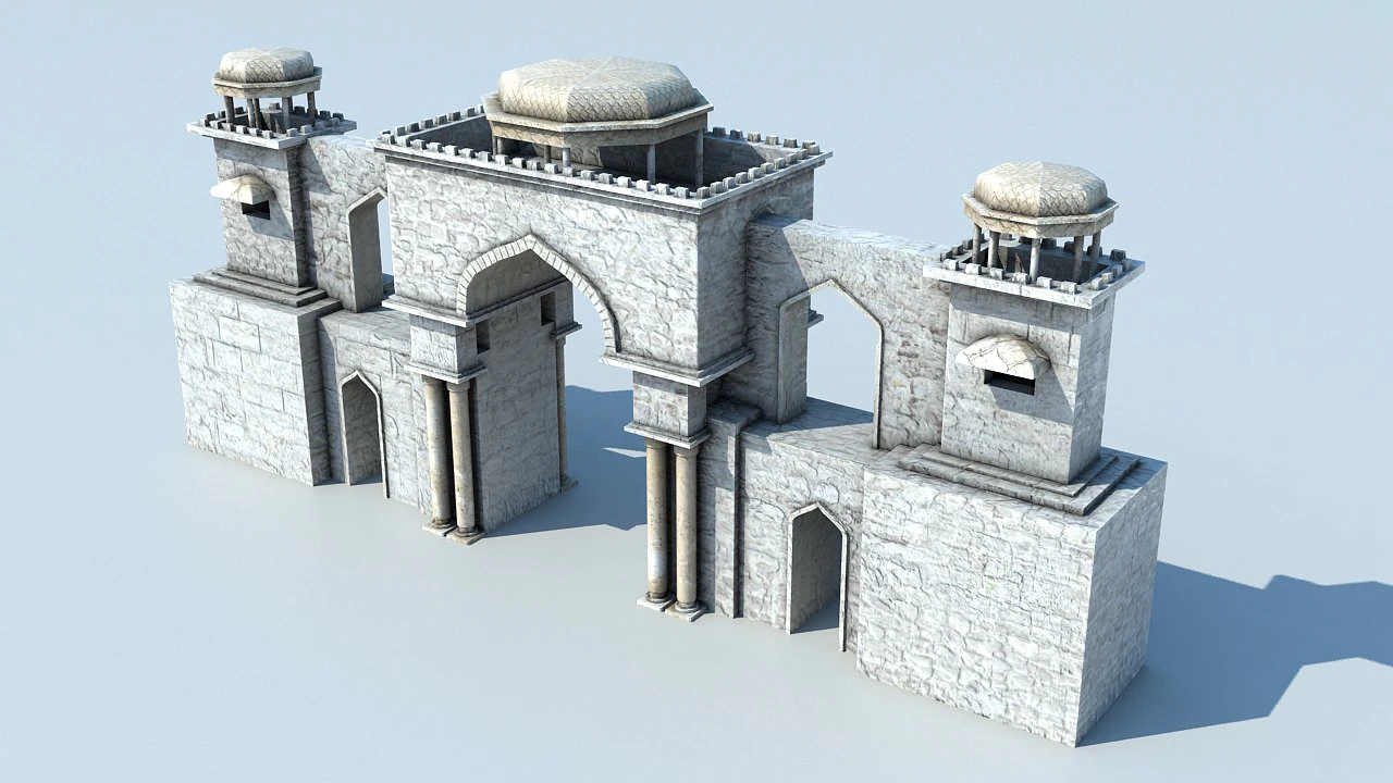 asian city entrance 3D Model .c4d .max .obj .3ds .fbx .stl .blend 