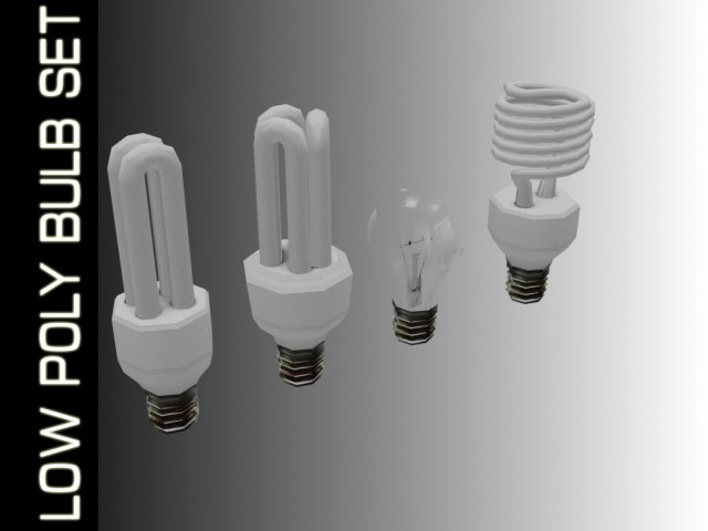 bulb set low poly Model 3D .c4d .max .obj .3ds .fbx .stl .blend 
