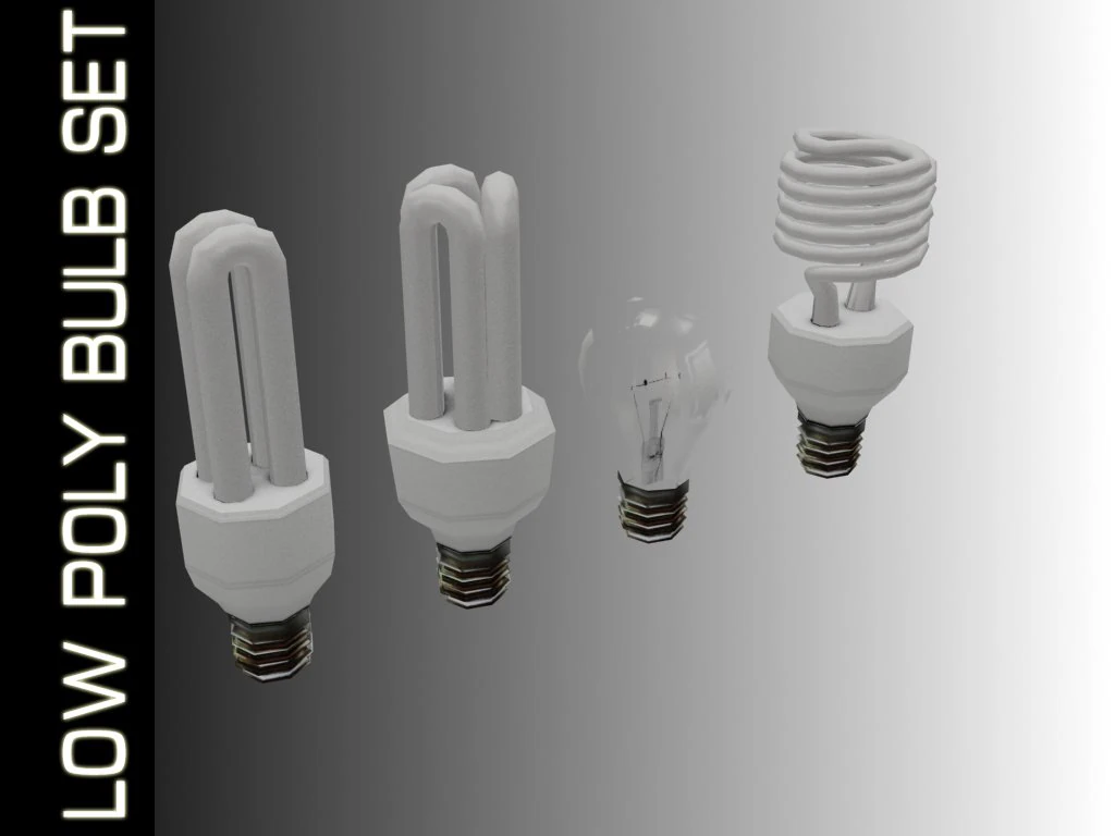 conjunto de l&acirc;mpadas low poly Modelo 3D .c4d .max .obj .3ds .fbx .stl .blend 
