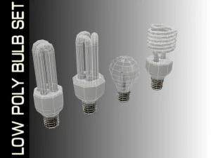 conjunto de l&acirc;mpadas low poly Modelo 3D