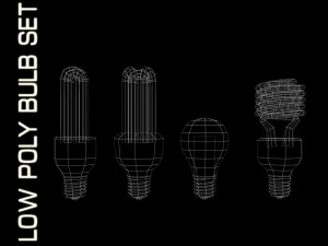 conjunto de l&acirc;mpadas low poly Modelo 3D