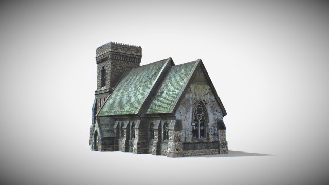Old Chapel 3D Model .c4d .max .obj .3ds .fbx .stl .blend 