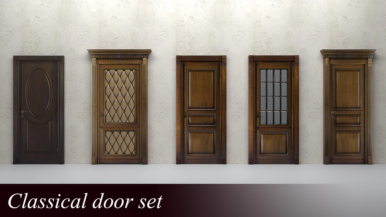 classical doors set 3D Model .c4d .max .obj .3ds .fbx .stl .blend 