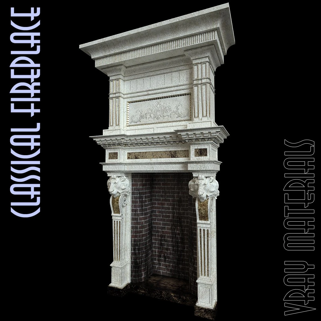 classical fireplace 3D Model .c4d .max .obj .3ds .fbx .stl .blend