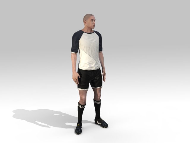 footballer rigged 3D Model .c4d .max .obj .3ds .fbx .stl .blend 