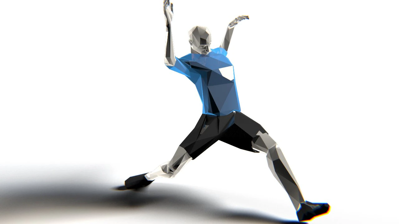footballer edged rigged 3D Model .c4d .max .obj .3ds .fbx .stl .blend
